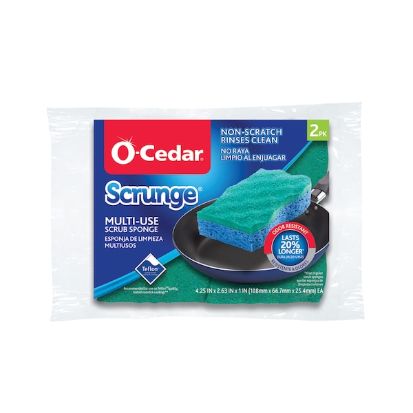 O-Cedar O-Cedar Scrunge Non-Scratch Scrubber Sponge For Multi-Purpose 4.25 in. L 2 pk 148423 - main